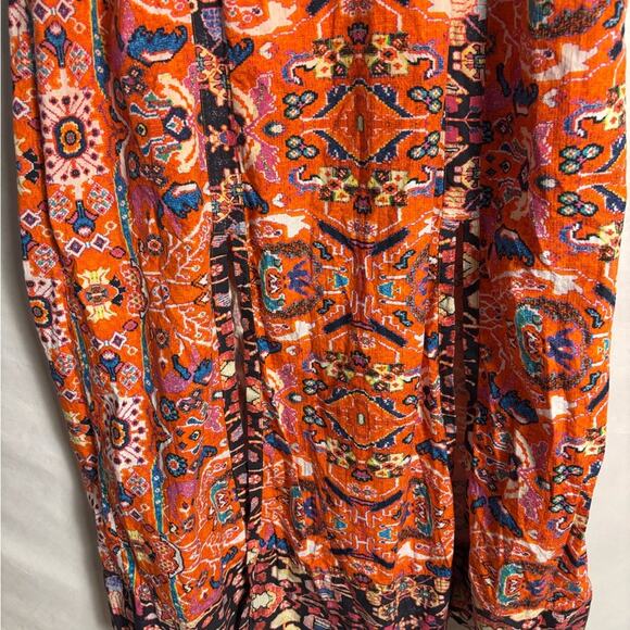 By Anthropologie Dress Maxi Boho Kaftan Vibrant Orange- 2 - Picture 4 of 8